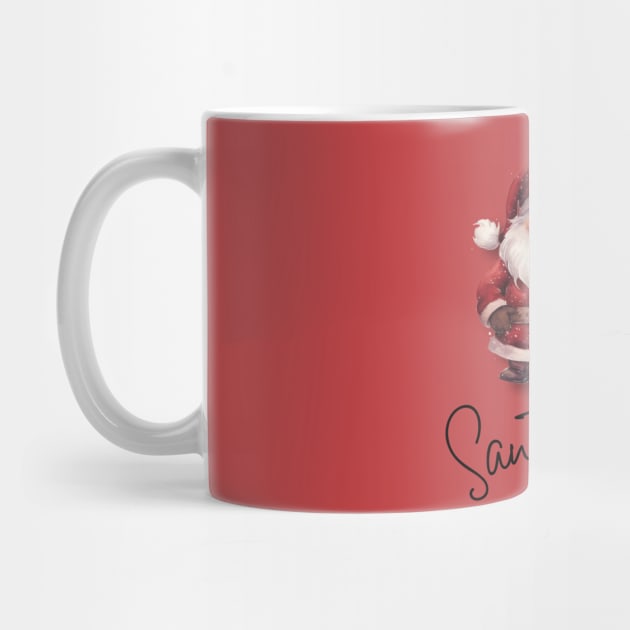 Cute Santa with Christmas Presents and Santa Claus In Script by mw1designsart